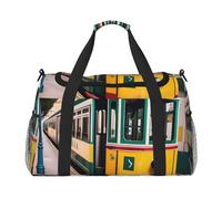 Lisbon Tram Pattern Print Grande Capacità Mano Carry Bag per le Donne Pieghevole Carry On Tote per Viaggio in Aereo