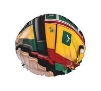 Lisbon Tram Pattern Print Shower Cap - Doppio strato, traspirante, cinghia elastica regolabile, durevole Travel Essentials