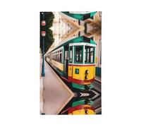 Lisbon Tram Pattern Stampa Bandiera Decorativa Esterna Espositore Tutte le Stagioni Modello su un solo lato Cortile Portico Patio