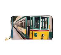 Lisbon Tram Pattern Stampa Cellulare Carta di Credito Porta Soldi Portafoglio in Pelle Donna Portafoglio per Carte Tasca con Cerniera, Nero, Taglia Unica, Nero, One Size