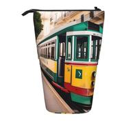 Lisbon Tram Pattern Vertical Retrattile Pencil Case Storage Bag Daily Storage per Scuola Ufficio Trucchi Bag