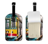 Lisbon Tram Print Travel Accessory Essential Bagagli Tag 4.3 x 2.76 Inch Privacy Protection Valigie