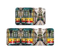 Lisbon Tram - Set di 2 tappeti da cucina antiscivolo, per lavanderia, lavanderia
