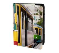 Lisbon Tram Stampa Viaggio Portafoglio Passaporto Custodia per Famiglia in Pelle Passaporto Cover per Uomo Donna, nero, Taglia unica
