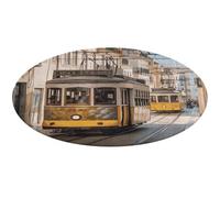 Lisbon Tram Tappeto rotondo morbido assorbente tappetino da bagno ingresso antiscivolo tappeto fattoria tappetino anteriore posteriore 60 x 60 cm per camera da letto soggiorno decorazione casa