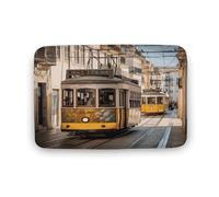 Lisbon Tram - Zerbino in velluto di corallo, morbido, spesso, per gattonare, per camera da letto, soggiorno, antiscivolo, assorbente, lavabile in lavatrice, 50 x 80 cm