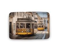 Lisbon Tram - Zerbino in velluto di corallo, morbido, spesso, per gattonare, per camera da letto, soggiorno, antiscivolo, assorbente, lavabile in lavatrice, 40 x 60 cm