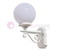 LISBONA Lampada Parete Applique BIANCO esterni sfera globo d.20 OPALE