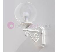 LISBONA Lampada Parete Applique BIANCO esterni sfera globo d.20 TRASPARENTE