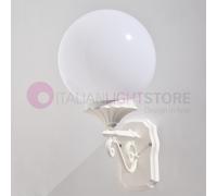 LISBONA Lampada Parete Applique BIANCO esterni sfera globo d.25 OPALE