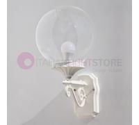 LISBONA Lampada Parete Applique BIANCO esterni sfera globo d.25 TRASPARENTE