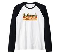 Lisbona, orizzonte, e, portogallo, retro, strisce, -, portoghese, orgoglio Maglia con Maniche Raglan