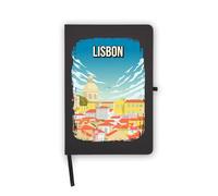 Lisbona Portogallo Iconic Cityscape Notebook, pagine bianche, copertina in ecopelle, agenda, diario, quaderno di lavoro