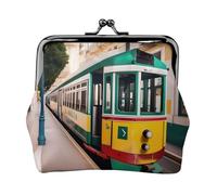 Lisbona tram modello stampa carino fibbia portamonete vintage sacchetto bacio blocco cambio portafogli per le donne moda, nero, Taglia unica, Vintage