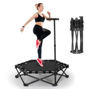 Lischwert Trampolino fitness da 101,6 cm con manubrio regolabile, silenzioso, mini trampolino elastico elastico per allenamento cardio per adulti, carico massimo 150 kg