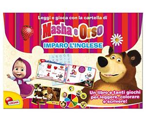 Lisciani 07593 - Leggi e gioca con la cartella di Masha e Orso l'inglese