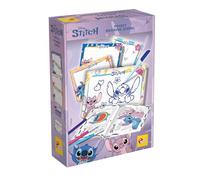 Lisciani - Disney Stitch Pocket Drawing School - attività di Disegno per Bambini dai 3 Anni in su, Scrittura e Disegno preparatorio, Mini cartelline cancellabili e pennarelli - Libro delle attività