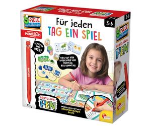 Lisciani - Montessori Pen - Gioco educativo per Bambini dai 3 ai 6 Anni - Carte educative con Penna - Scrivere Parole Numeri Colori ed Emozioni - Logica e vocabolario