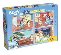 Liscianigiochi Bluey Puzzle DF Maxi Floor 4 x 48, Multicolore, 100354 | Puzzle per bambini 2 in 1 - Retro da colorare in seguito - Diverse figure della serie - 48 pezzi per puzzle in formato 35 x