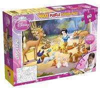 LiscianiGIOCHI, Disney Snow White Puzzle, 60 Pezzi, Multicolore, 46577 | Puzzle reversibile, retro da colorare e 4 pennarelli, formato 70 x 50 cm, stimola l'osservazione, la pazienza e le abilità