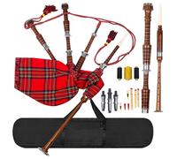 Liscio Marrone Cornamusa Royal Stewart Tartan Argento Supporti Rosewood Scozzese