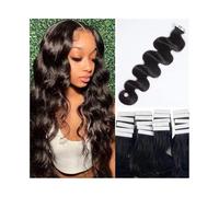Liscio Nastro adesivo for onda del corpo nelle estensioni dei capelli umani for donne nere # 1B Capelli remy brasiliani neri naturali 20 pezzi 50g Nastro di trama della pelle invisibile nelle estensio
