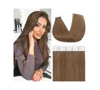 Liscio Nastro nelle estensioni dei capelli #6 Nastro for capelli umani castano chiaro nelle estensioni 16"-26" 20 pezzi/50g Nastro for capelli brasiliani Remy diritto setoso senza cuciture nelle esten