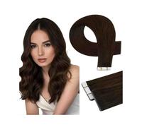 Liscio Nastro nelle estensioni dei capelli Nastro for capelli lisci Remy da 16-26 pollici nelle estensioni # 2 Nastro senza cuciture con trama di pelle invisibile marrone scuro nelle estensioni dei ca