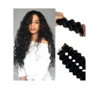 Liscio Nastro nelle estensioni dei capelli umani 20 pezzi 50g Nastro a onda profonda nelle estensioni dei capelli Nastro biadesivo senza cuciture Trama della pelle Nastro riccio ondulato nelle estensi