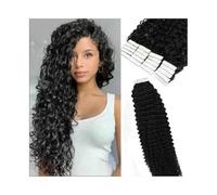 Liscio Nastro Onda Profonda nelle Estensioni Dei Capelli Estensioni dei capelli umani ricci 16"-26" Nastro invisibile con trama di pelle forte nera naturale nelle estensioni Capelli Remy 50g 20 pezzi