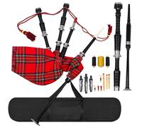 Liscio Nero Cornamusa Royal Stewart Tartan Argento Supporti Palissandro Scozzese