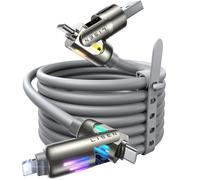 LISEN Cavo da USB C a Lightning, 240 W, 4 in 1, cavo di ricarica da 2,8 m, da USB A/C a C/Lightning con luce per iPhone Air 17 16 15 14 Pro/MacBook/iPad/Samsung/Switch 2, caricabatterie multi per