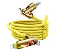 LISEN Cavo USB C Chubby da 240 W, cavo di ricarica 4 in 1 (2 m) con luce, cavo di ricarica USB A/C a C/L multi per iPhone 16 15 14 Pro Max/MacBook/iPad Pro/SamSungS24, giallo