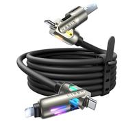 LISEN Cavo USB C da 0,9 m per caricabatterie Samsung tipo C, cavo di ricarica 4 in 1 con luce, cavo di ricarica multi per iPhone 16 15 14 Pro Max/MacBook/iPad Pro/SamSungS25, tutti i dispositivi, nero