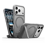 LISEN ISEN for iPhone 17 Pro Case with MagSafe [Hidden Stand] [20N Magnetic Force] Button Protection & Military-Grade Shockproof Protective Cover Slim-Gray