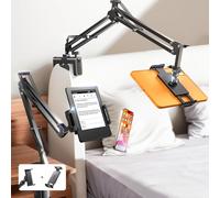 LISEN Supporto per tablet, super flessibile, regolabile, supporto per tablet Kindle, supporto a braccio lungo, 2 clip, per iPad, cellulare, switch, Samsung Galaxy Tabs, Kindle Smartphone