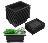 Liseng Trainings - 10 vasi di plasticacon sottovaso per allenamento di bonsai e coltivazione di piante, adatti a giardino, cortile, salotto, balcone, 16,5 x 12 cm.