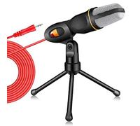 Lisher -666 Microfono professionale 3,5 mm cablato Home AUX Audio Stereo Tripiede da scrivania Set di microfono per PC Telefono Karaoke Installazione facile da usare Nero