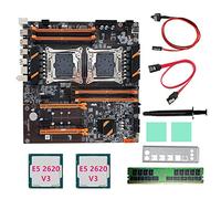 Lisher Scheda M¨Re Doppio Processore X99 + 2 Processori XE5 2620 V3 + RAM DDR4 4G RECC + SATA + Deflettore + Grasso Termico LGA 2011 per Processore 2011-V3