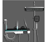 LISHEUK Doccia termostatica a LED con Display Digitale e luci ambientali, Set Doccia a Parete con soffione a Pioggia da 12", beccuccio per Vasca, doccetta Manuale, Bidet, Grigio