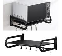 LISHEUK Scaffali portaoggetti Neri da Parete in Acciaio Inossidabile, mensola per organizzatore da Cucina, scaffale per Forno a microonde, Supporto per Forno da 66 libbre, Staffa