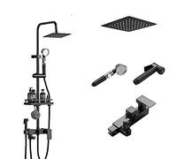 LISHEUK Set di rubinetti per Doccia a Parete, 4 funzioni, soffione Doccia da 8/10 Pollici, soffione Doccia Regolabile per Bagno, Set di rubinetti per Doccia a Pioggia (Colore: r