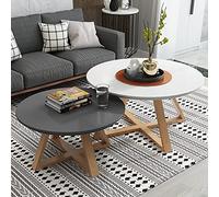LISHEUK Set di tavolini da caffè, Set di 2 tavolini, Divano Moderno, tavolino da caffè, Gambe del Tavolo, Ampio Spazio di archiviazione, Angoli arrotondati con Gambe in Legno INC