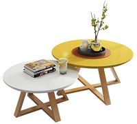 LISHEUK Set di tavolini da caffè, Set di 2 tavolini, Divano Moderno, tavolino da caffè, Gambe del Tavolo, Ampio Spazio di archiviazione, Angoli arrotondati con Gambe in Legno INC