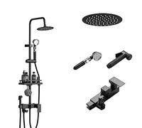 LISHEUK Set Rubinetto Doccia a Parete, 4 funzioni, soffione Doccia da 8/10 Pollici, soffione Doccia Regolabile, Set Rubinetto Doccia a Pioggia (Colore: Rotondo, Dimensioni: 10 po