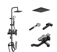 LISHEUK Sistema Doccia a Pioggia per Esterni da 8 Pollici, soffione Doccia a Pioggia a 3 funzioni esposto con Filtro per doccetta a Mano, Montaggio a Parete (Colore: Quadrato, d