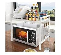 LISHEUK Supporto per microonde, griglia Estensibile per Forno a microonde, ripiano Regolabile per tostapane a microonde a 2 Livelli, Supporto per microonde, Organizer per Piano d