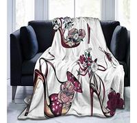 LISNIANY Coperta in Pile di Corallo,Fiore Farfalla sulle Scarpe Tacco Alto Stall Girls Women Fashion Feminine,Adatto al Campeggio con Divano Letto,Comodo e Morbido 204x153cm