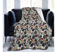 LISNIANY Coperta in Pile di Corallo,Razze Canine Bulldog Chihuahua siberiani e Retriever Amore Cuore Zampa Stampe,Adatto al Campeggio con Divano Letto,Comodo e Morbido 204x153cm