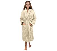 Lisola Accappatoio, Accappatoio Uomo e Donna, per Hotel e Luxury Spa, in Spugna di Cotone, Senza Cappuccio, Tinta Unita, Taglia S, Colore Beige. Modello: Perla